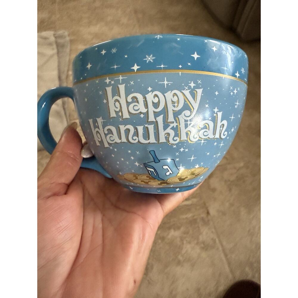 Large 3D Mickey Mouse HAPPY HANUKKAH Holiday Coffee Mug / Bowl, Disney - Picture 3 of 6